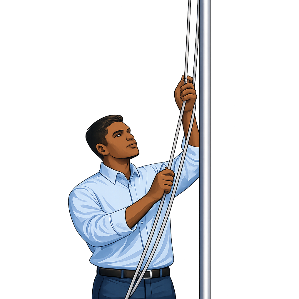 A person folding a United States flag